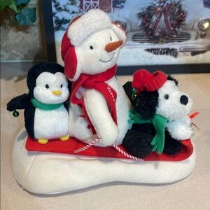 Festive Snowman, Penguin, and Dog Plush Decoration